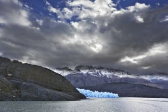 Journey to the End of the World. Chilean Patagonia in the clouds and sunshine. Blue Ice Glacier