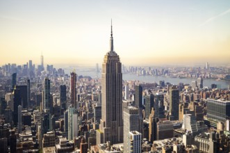 Aerial view of the Empire State Building and cityscape of New York, US
