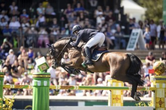 Cian O'Conner of Ireland and riding Fermoy compete in the first round of the 1.60m CPKC