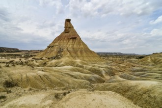 Spanish landscape view of european countryside in bardenas reales desert park spain