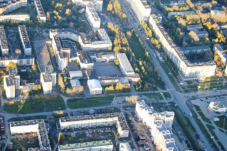 Vologda City bird's-eye view. Aerophotographing Vologda. Houses and buildings of the city