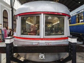 Madrid, Spain, June 9, 2018: Old train in Engine Market, Mercado de Motores, at Madrid Railway