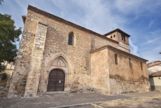 Old medieval church Saint Thomas in the ancient medieval village of Covarrubias, Burgos, Spain,