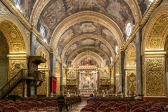 Valletta, Malta, 23 December, 2023: interior view of the Co-Cathedral of Saint John in Valletta,