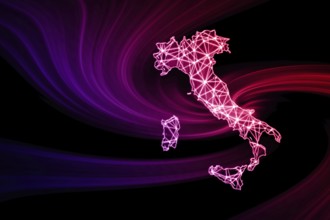 Map of Italy, Polygonal mesh line map, modern map