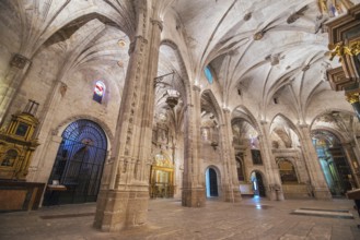 Cuenca, Spain, July 4, 2018: Interior of famous Gothic cathedral of Cuenca in Castilla la Mancha,