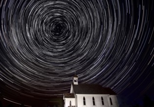 Night Photography dark sky black and white Canada Church