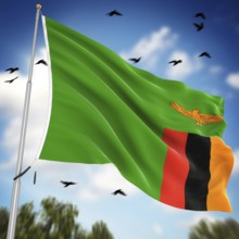 Flag of Zambia, This is a computer generated and 3d rendered image
