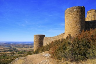 Loarre Castle is a Spanish fortress in the province of Aragon. Sunrise. Autumn trip to Spain. The