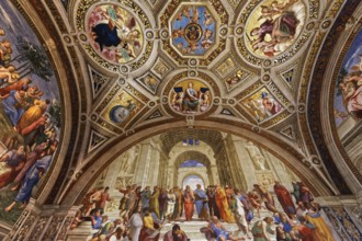 VATICAN CITY, VATICAN, JUNE 15, 2015 : interiors and architectural details of Raphael rooms in