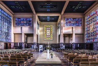 Belgium, 12 03 2018: Decorated interior in art deco style of the Saint Susanna catholic church,