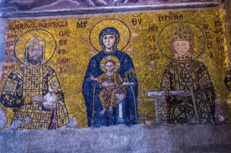 View on mural in Aya Sofia Temple in Istanbul, Turkey, Asia