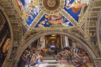VATICAN CITY, VATICAN, JUNE 15, 2015 : interiors and architectural details of Raphael rooms in