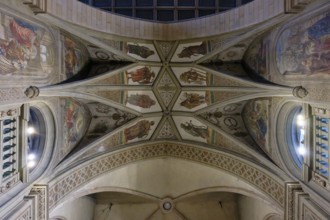 Interior view, Ceiling, Painting, Notre-Dame de Luxembourg Cathedral, Luxembourg City, Luxembourg,