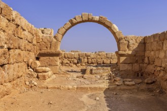 Interior of Qasr Al Hallabat desert castle in Jordan