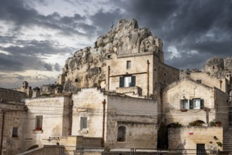 View of church of Saint Mary of Idris in historic downtown Matera, Southern Italy