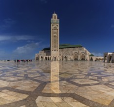 Casablanca, Morocco, 29 March, 2024: view of the exterior and the minaret of the Hassan II Mosque