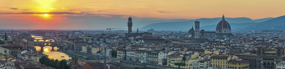 Florence panorama city skyline when sunset, Italy, Europe