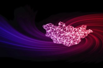 Map of Mongolia, Polygonal mesh line map, modern map