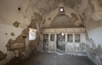 Interior of an abandoned and deserted Christian orthodox church at the village of Akanthou in