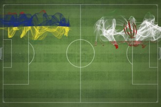 Mauritius vs Iran Soccer Match, national colors, national flags, soccer field, football game,
