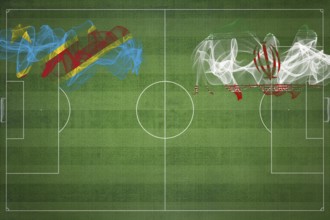 Democratic Republic of Congo vs Iran Soccer Match, national colors, national flags, soccer field,