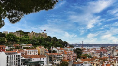 Lisbon, view over the city, Sao Jorge Castle, Portugal, Europe