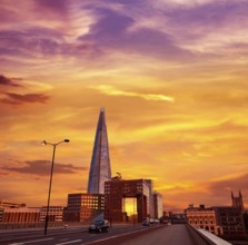 London The Shard building at sunset in England