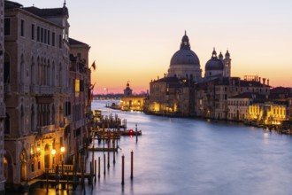 Morning atmosphere in front of sunrise, view of the Grand Canal from the Ponte dell' Accademia,