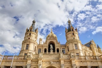 Schwerin Palace in romantic Historicism architecture style located in the city of Schwerin,