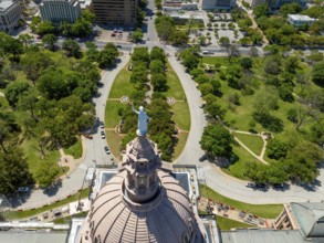 Aerial view of the Texas State Capitol Building In the city of Austin, Texas