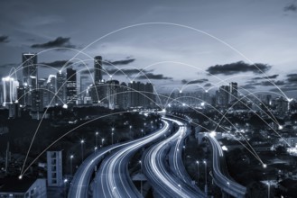 City scape and network connection concept