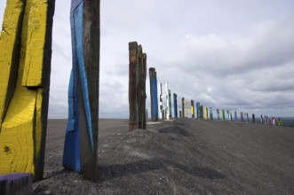 Totems at the mining dump Haniel, Bottrop, Germany, Europe