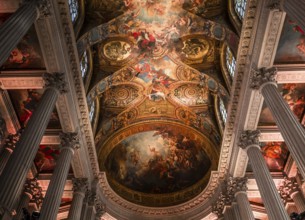 VERSAILLES FRANCE APRIL 01 : Interiors, architectural details an ceilings of the Royal Chapel, in