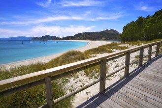 Praia de Rodas beach in islas Cies island of Vigo at Spain