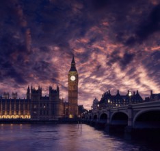 Big Ben Clock Tower London at Thames River England