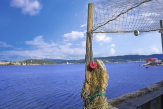 Combarro fishing tackle of boats in Pontevedra at Galicia Spain