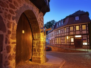 Nordhausen city facades at sunset in Thuringia Germany