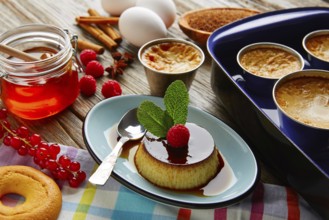 Custard Creme Caramel Flan dessert bain marie oven cooked