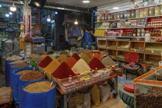 Taroudant, Morocco, 21 March, 2024: view of exotic oriental spices in the market in the medina of