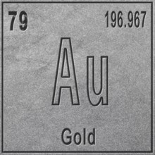 Gold chemical element, Sign with atomic number and atomic weight, Periodic Table Element, silver