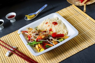 Roasted sweet and sour chicken with vegetables