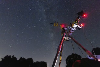 Astronomical Telescope Starry night. Milky Way Galaxy
