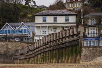 Ventnor, Isle of Wight, England, UK, April 18, 2023: The beach and houses on the promenade