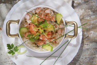 Submission of a second gastronomic dish of white rice with shrimp and zucchini