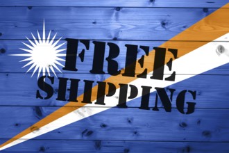 Marshall Islands flag, Free Shipping on wooden transport box with flag Logistics Concept