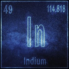 Indium chemical element, Sign with atomic number and atomic weight, Periodic Table Element
