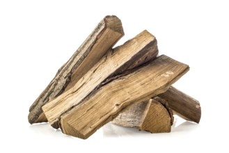 Stacked pine firewoods isolated on a white background