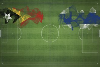 East Timor vs Finland Soccer Match, national colors, national flags, soccer field, football game,
