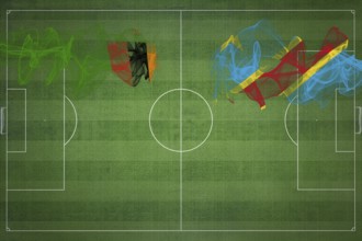 Zambia vs DR Congo Soccer Match, national colors, national flags, soccer field, football game,